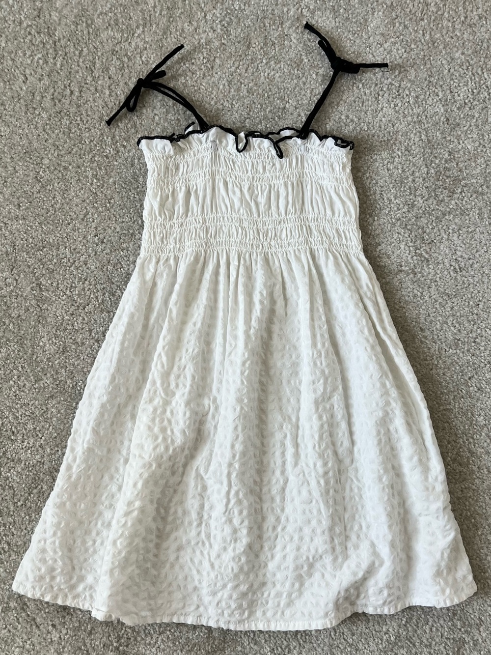 H&M White Dress with Black Tie Straps